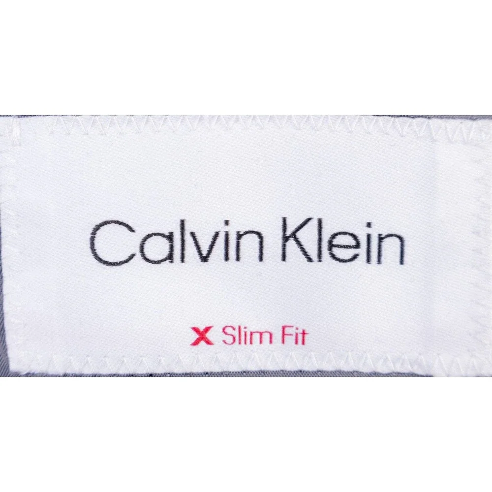 Calvin Klein 2-Pcs Plaid Gray Wool Suit Jacket Blazer 46R Pants 42X28 2-Button